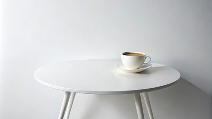 Minimalism style coffee cup on white table