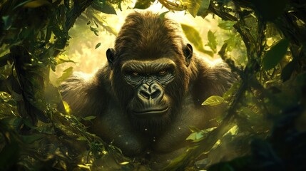 Obraz premium Majestic Gorilla in a Lush Jungle