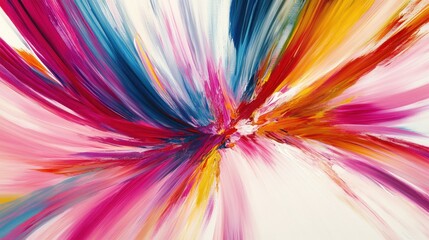 Abstract swirl of vibrant colors bursting outwards from a central point, creating a dynamic and energetic composition.