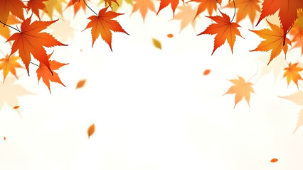Autumn falling maple leaves isolated on white background Fall foliage Leaf Frame