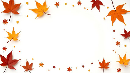 Autumn falling maple leaves isolated on white background Fall foliage Leaf Frame