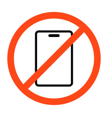 No phone ban sign. Using smartphone prohibited. Restriction, attention, warning concept. Flat vector design isolated illustration.