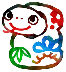 切り絵　へび　首振り張り子