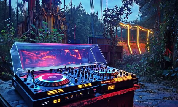 DJ Setup in an Abandoned Amusement Park