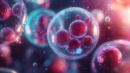 Naklejka premium Colorful Microscopic Cells in Abstract Background