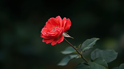 Vibrant Red Flower Against Dark Background