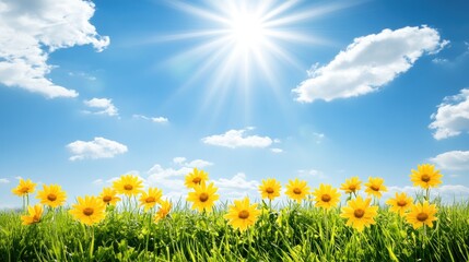 Bright Sunflowers Under a Clear Blue Sky