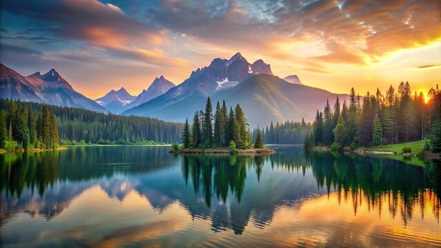 Minimalist captivating natural wonders explore majestic peaks serene lakes tranquil forests enchanting sunsets breathtaking landscapes