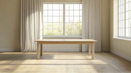 Fototapeta premium Minimalist Room with Table and Natural Light