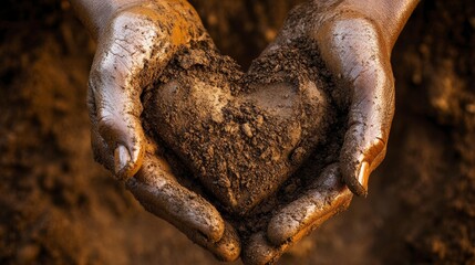 2410_026.weathered hands forming heart shape with soil, dark fertile earth background, macro photography, environmental conservation symbolism