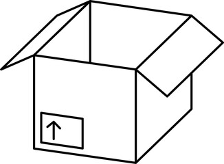 Open cardboard box outline illustration vector