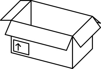Open cardboard box outline illustration vector