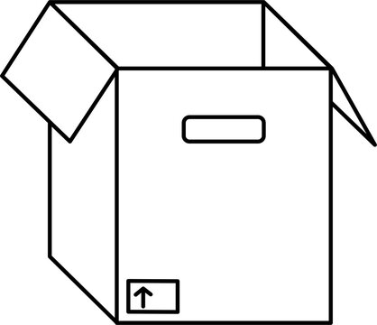 recommend clip art: Open cardboard box outline illustration vector