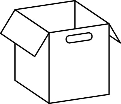 recommend clip art: Open cardboard box outline illustration vector