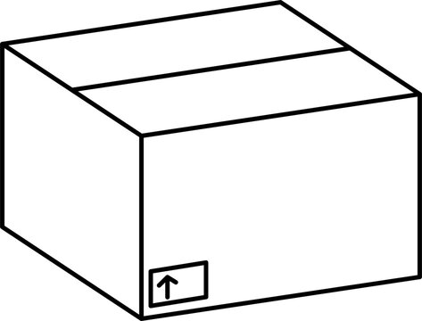recommend clip art: Closed cardboard box outline illustration vector