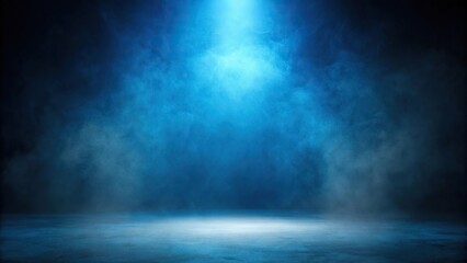 Minimalist dark blue background with studio lighting and misty foggy texture
