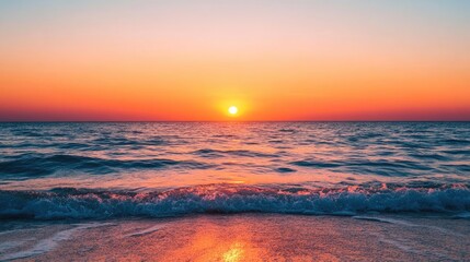 Fototapeta premium Serene Sunset Over Tranquil Ocean Waves