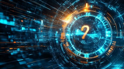 Abstract Futuristic Technology Background with Question Mark