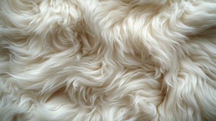Close-up Texture of White Fur with Wavy Patterns