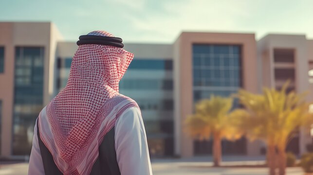 An Arabian headmaster in the school.