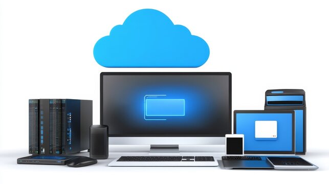 Cloud Computing Concept with Devices and Servers