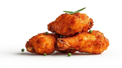 Crispy Spicy Chicken Wings on White Background