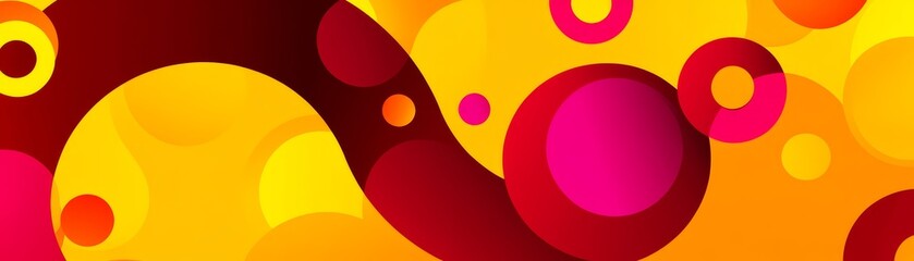 Obraz premium Abstract Background with Yellow Orange Red and Pink Circles and Curved Shapes