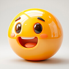 Yellow emoji with happy expression in 3d render