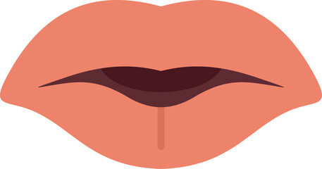 This vector illustration features a pair of closed female lips with a finger pressed against them, symbolizing a request for silence or secrecy