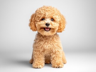Adorable Curly-Furred Poodle Puppy Smiling Charmingly