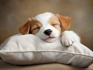 Obraz premium Adorable Puppy Sleeping Peacefully on Pillow