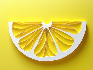 Sliced lemon wedge, isolated on a plain background, Sliced lemon wedge on plain background