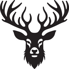 Reindeer head silhouette black vector