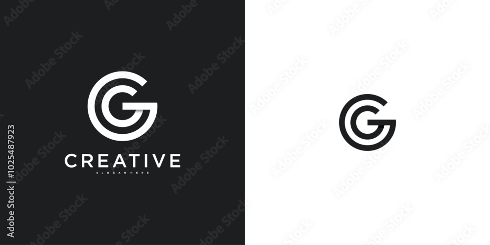 Canvas Prints Initial letter G logo with abstract lines and shapes. Premium Vector