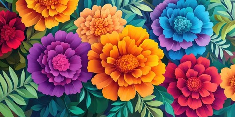 A marigold flower, known scientifically as Tagetes, comes in various colors and forms, Varieties of marigold flowers in different colors