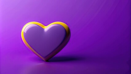 Minimalist purple and yellow heart shaped object on purple background