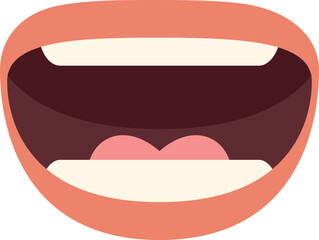 Cartoon illustration of an open mouth smiling, showing tongue and teeth