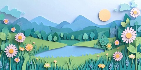 Summer scenery of a vibrant countryside, Vibrant countryside landscape in summer