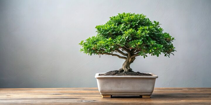 Minimalist Serissa foetida bonsai tree isolated on white background