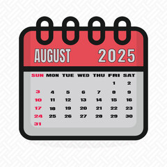 August 2025 Calendar Icon with Highlighted Dates
