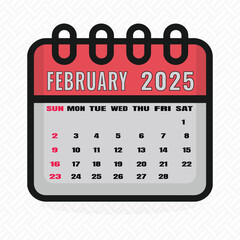 February 2025 Calendar Icon with Highlighted Dates
