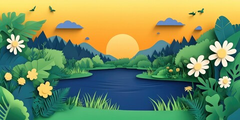 Fototapeta premium Stunning images of a serene lake surrounded by nature, Beautiful images of a tranquil lake in a natural setting