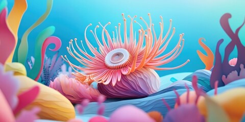 Beautiful tube anemone attached to a snail shell, showcasing the delicate structure of the anemone's skeleton