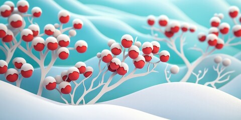 Frozen rowan berries in a winter landscape Macro shot capturing the beauty of nature in winter, Frozen rowan berries in a winter landscape macro shot capturing nature's beauty in winter