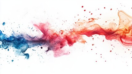 Abstract Colorful Ink Swirls and Splashes on White Background