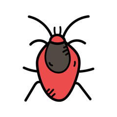 Red Bettle Doodle Illustration