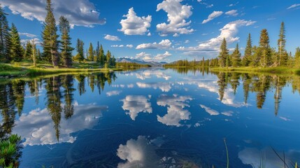 Tranquil Mountain Lake with Pristine Reflection