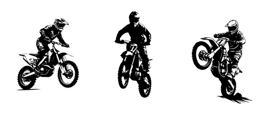 Obraz premium silhouettes of man riding on motocross vector design