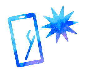 マーブルな星空｜画面がひび割れたスマホ