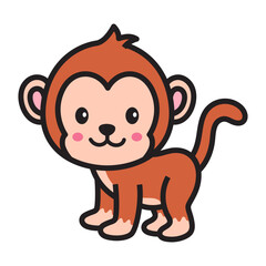 Fototapeta premium Cute Monkey Vector Doodle Illustration